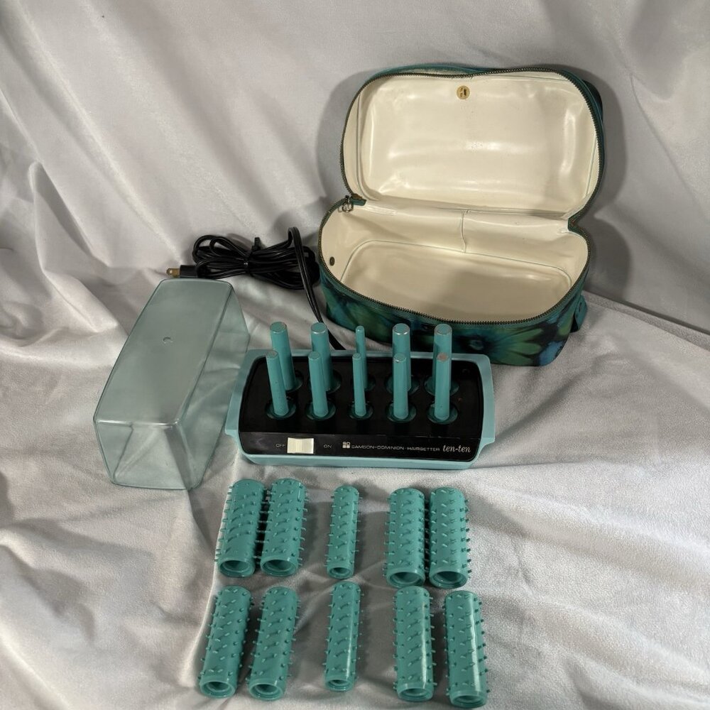 60s Vintage Samson-Dominion Hot Rollers Hairsetter Beauty Travel Case 1865